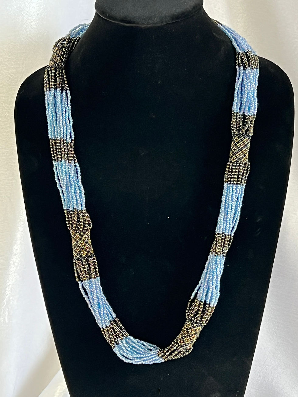 Thumbnail: Multi strand Lavender  and Black Beaded Necklace