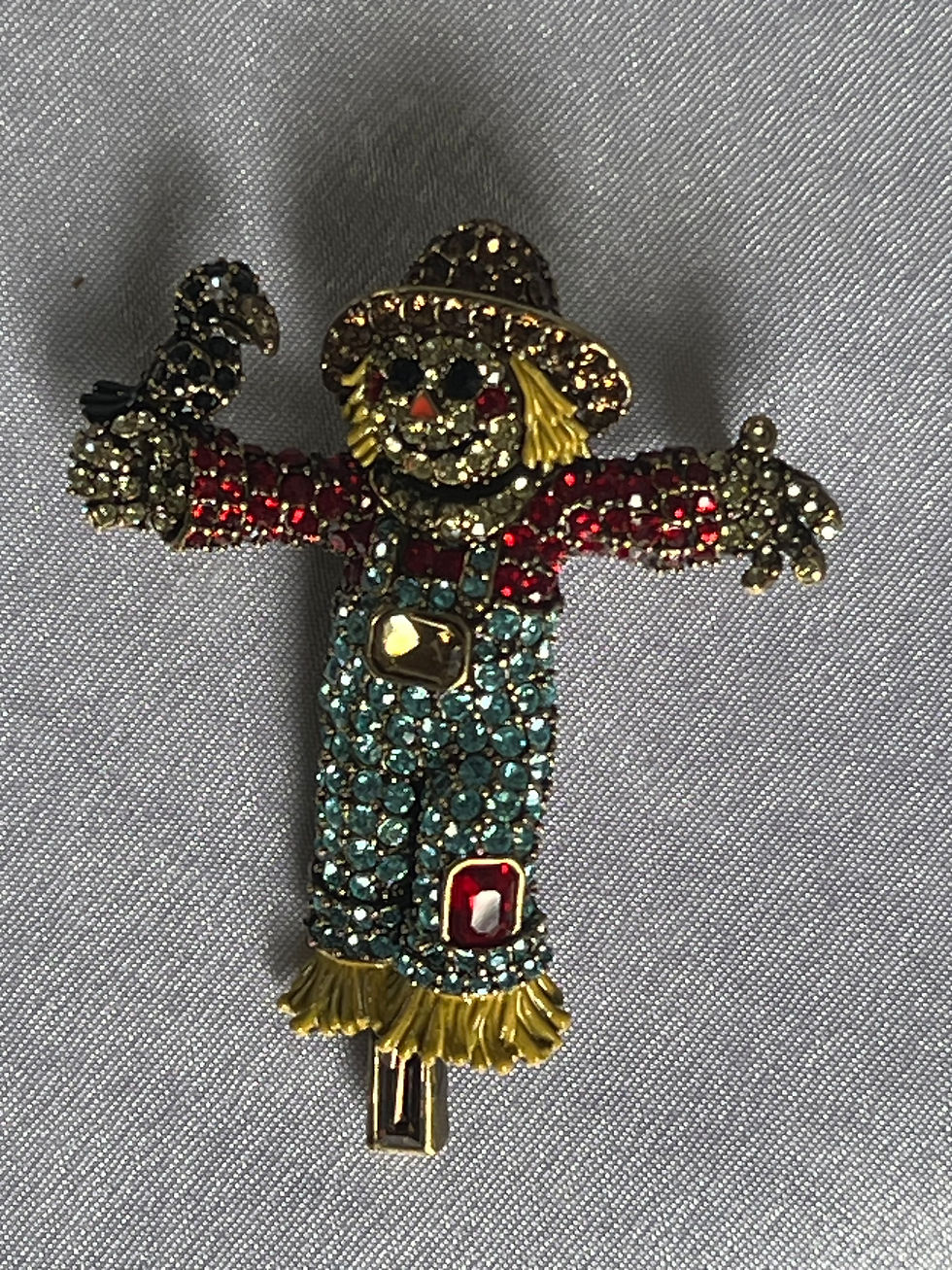 Thumbnail: "Scarecrow" Pin-Brooch-Pendant with Brass Chain