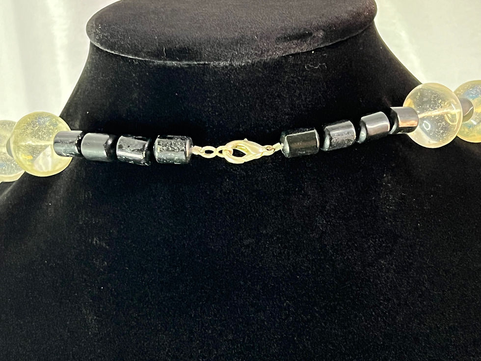 Quartz, Onyx and Sterling Silver Necklace back