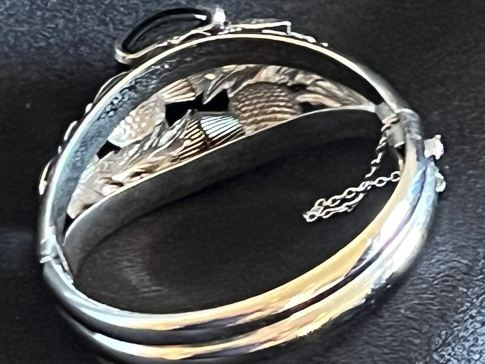 Thumbnail: Vintage Whiting & Davis Sterling Silver W/Black Hematite Stone Bracelet