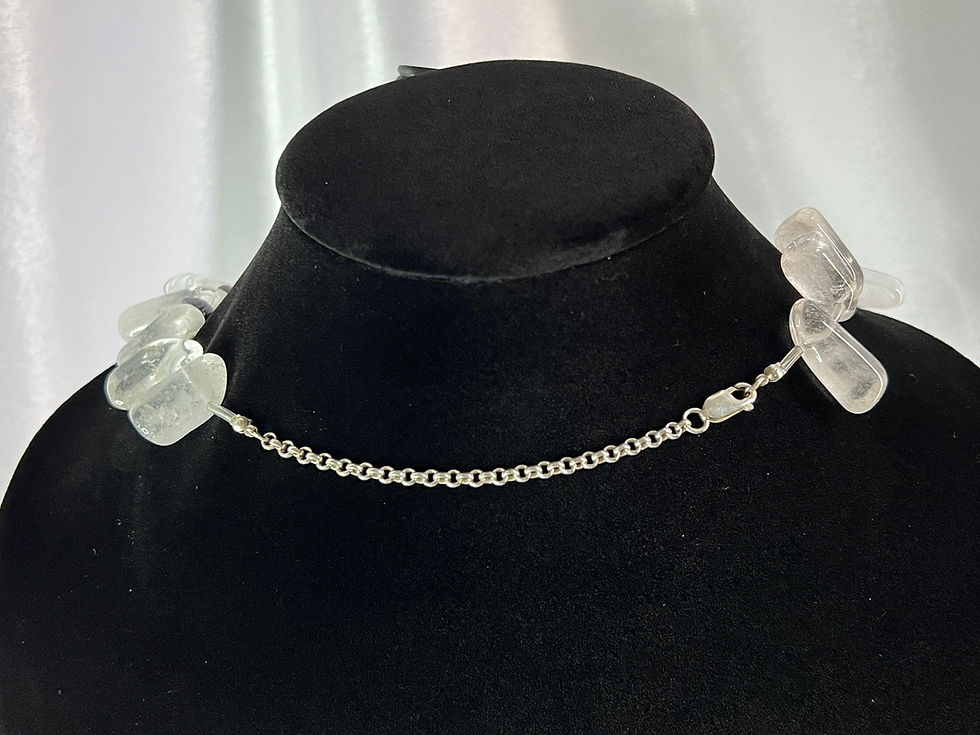 Thumbnail: Quartz Crystal and Pearl Necklace with .925 Silver Clasp