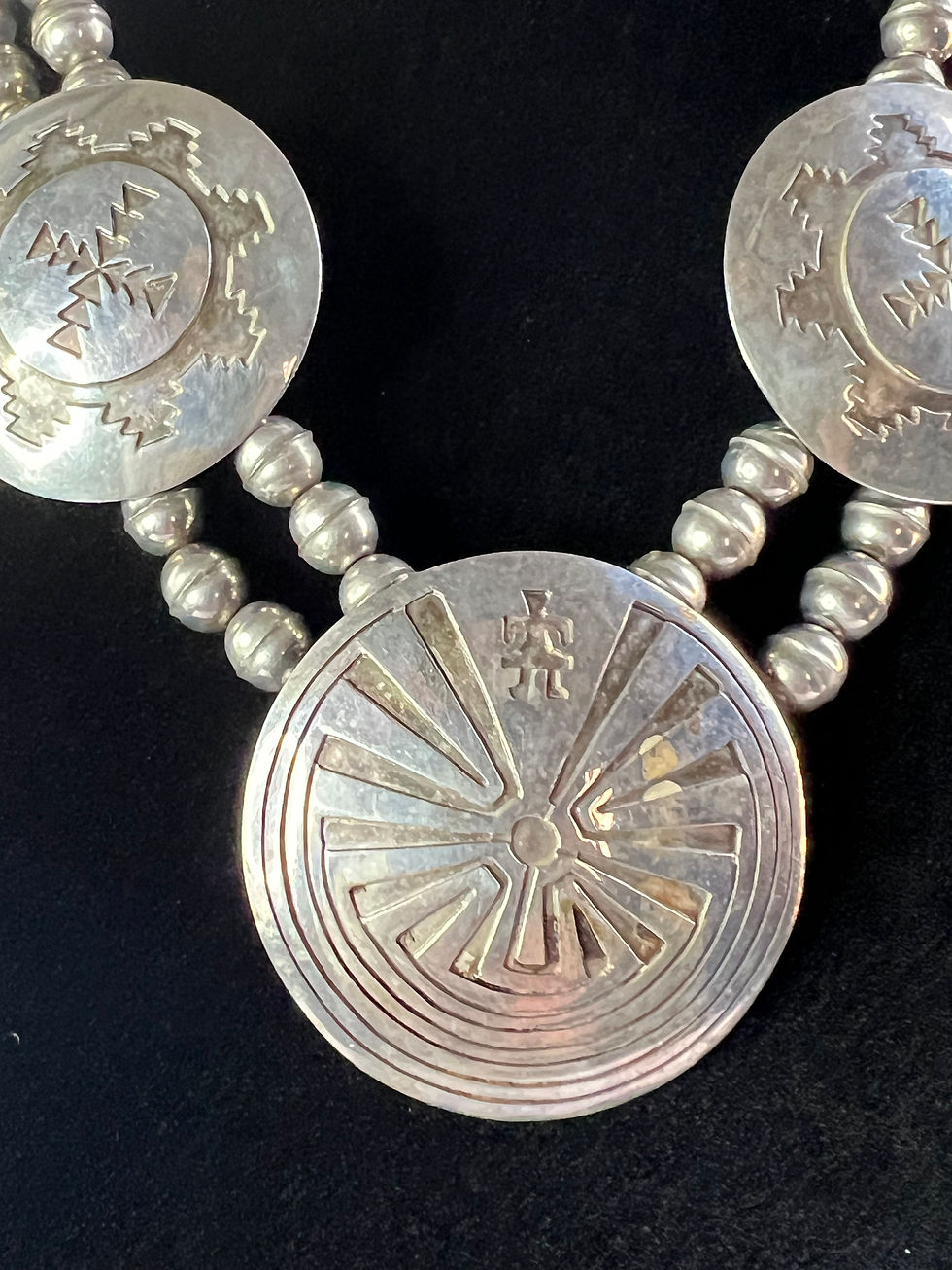 Thumbnail: Museum Vintage Hopi/Navajo Squash Blossom Necklace