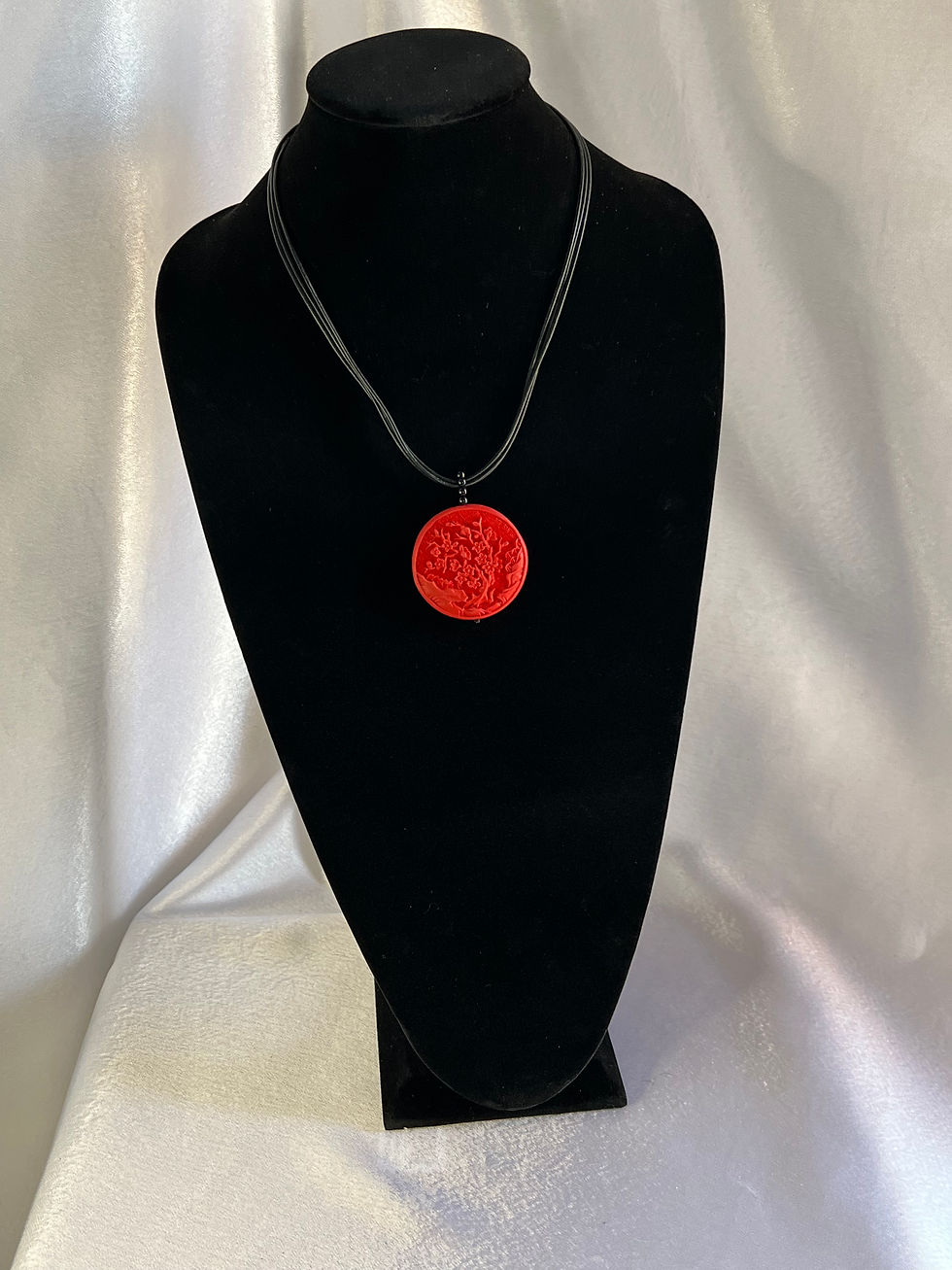 Asian Red Sand Pendant with 3 Stand Leather Necklace