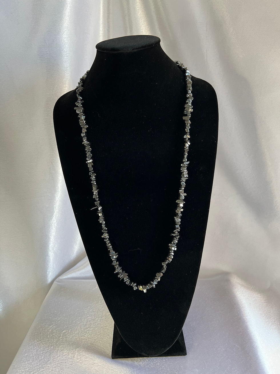 Black Hematite Chip Necklace / 24"