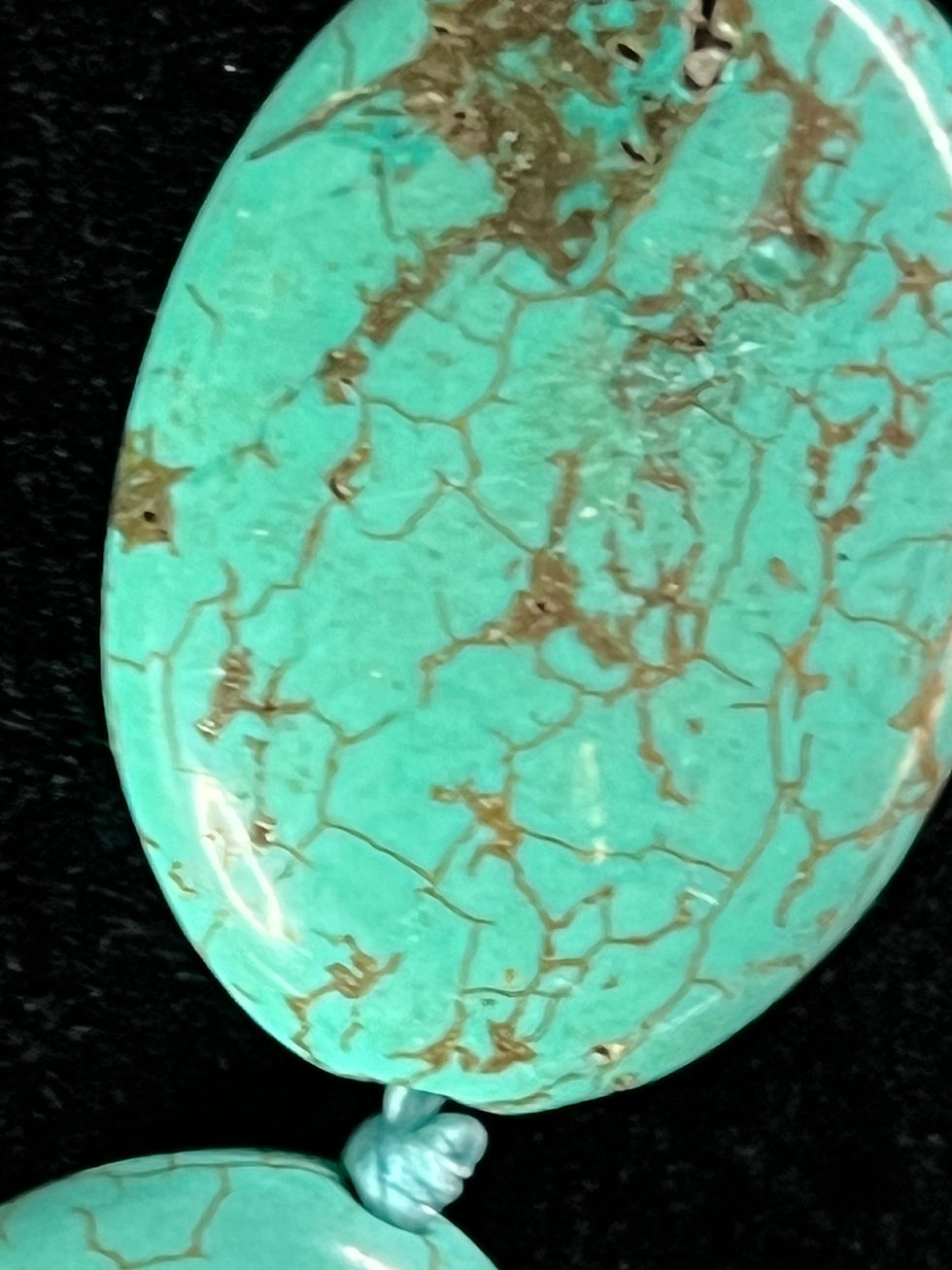 Thumbnail: Turquoise Necklace with Oval Beads -18"
