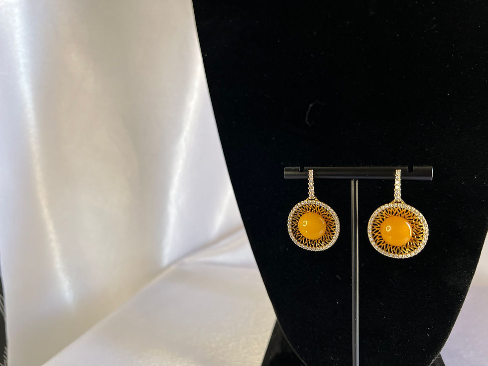 Thumbnail: Honey Amber "The Venus" Pendant and Earring Set with Gold Chain