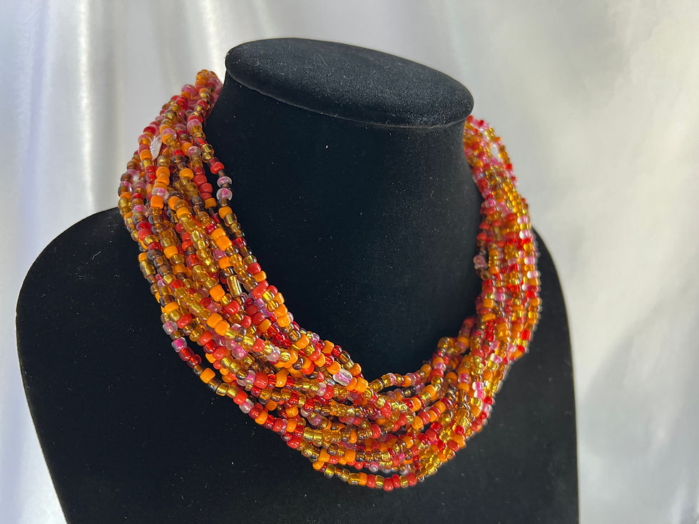 Thumbnail: Amber Colored Beaded Choker / 18"