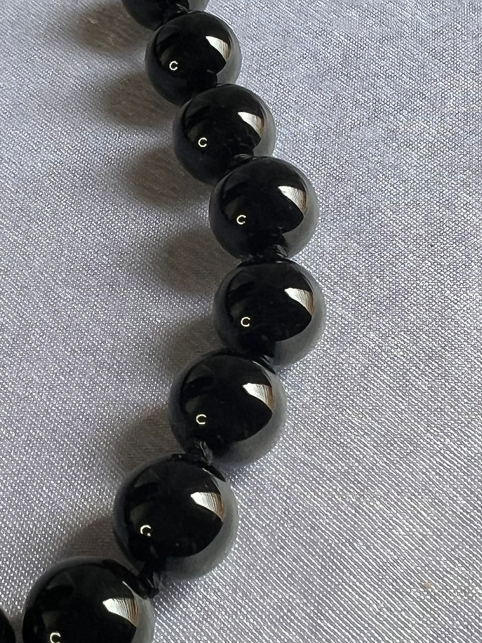 Vintage Black Tourmaline Knotted Bead Necklace