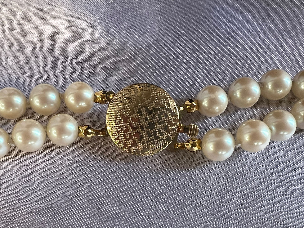 Thumbnail: Vintage Pearl Drop Choker / Double Strand / 15"
