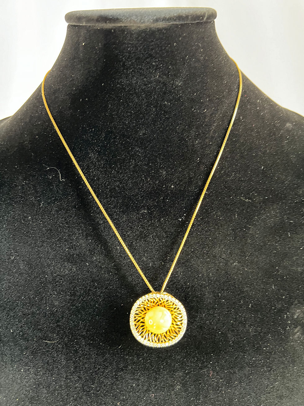 Thumbnail: Honey Amber "The Venus" Pendant and Earring Set with Gold Chain
