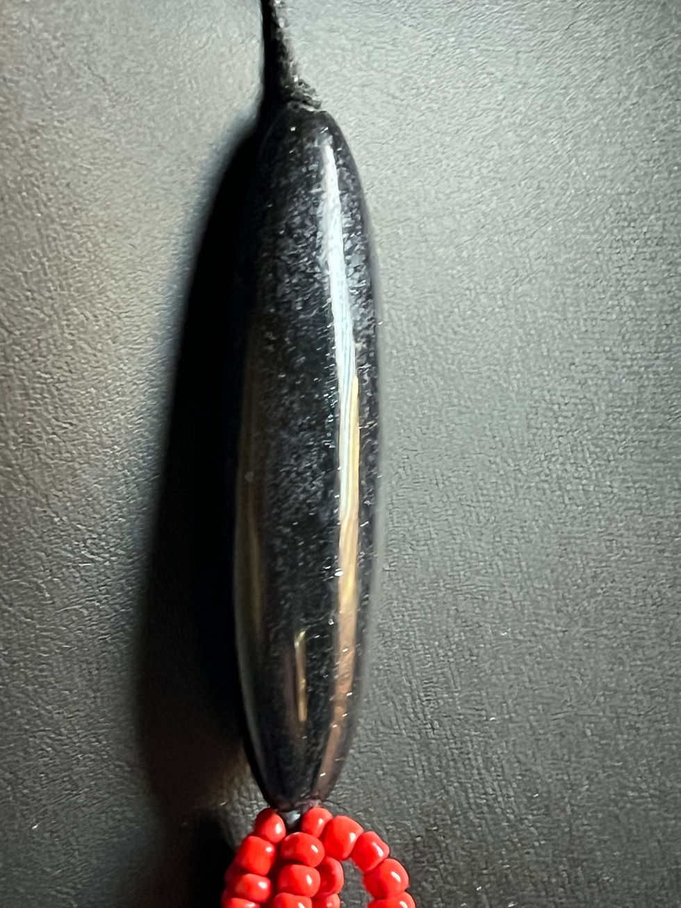 Thumbnail: Oyster Shell on Handcrafted Red Coral 6 Strand Necklace