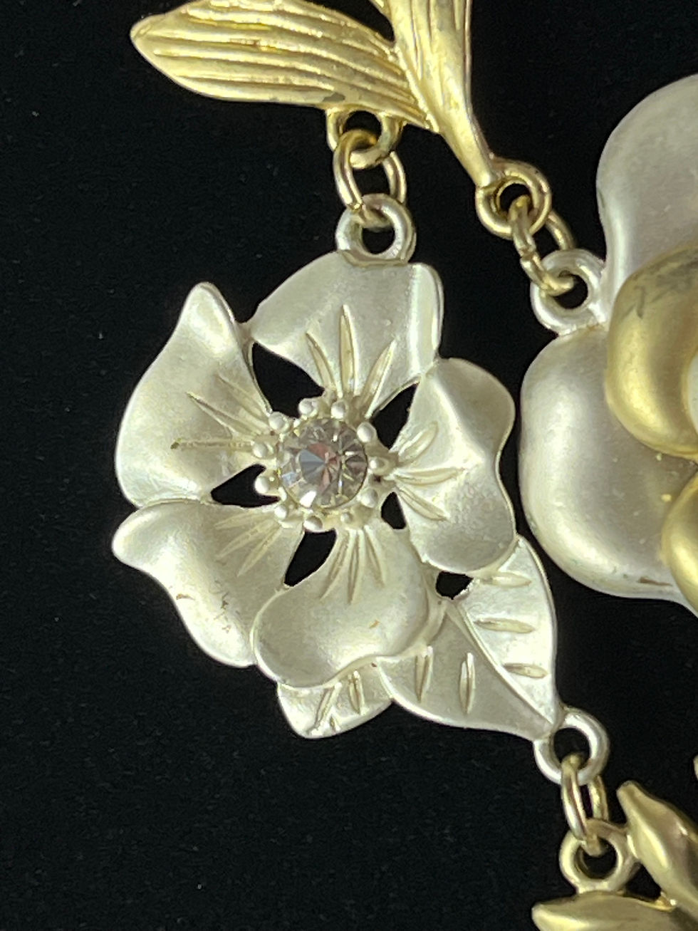 Thumbnail: Robert Rose Floral Design Necklace with Crystal Accents