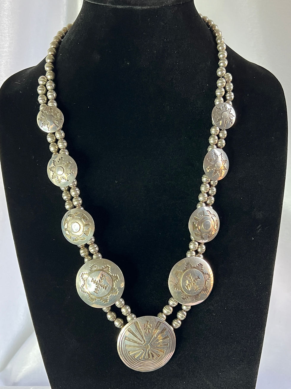 Thumbnail: Museum Vintage Hopi/Navajo Squash Blossom Necklace