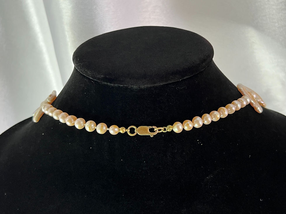 Thumbnail: Freshwater Pink Pearl Stick Bead and Round Pearl Necklace