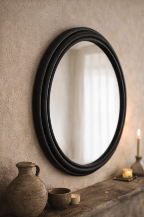Thumbnail: Black Rattan Mirror