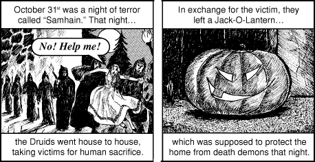 A Jack Chick tract giving false information about Halloween