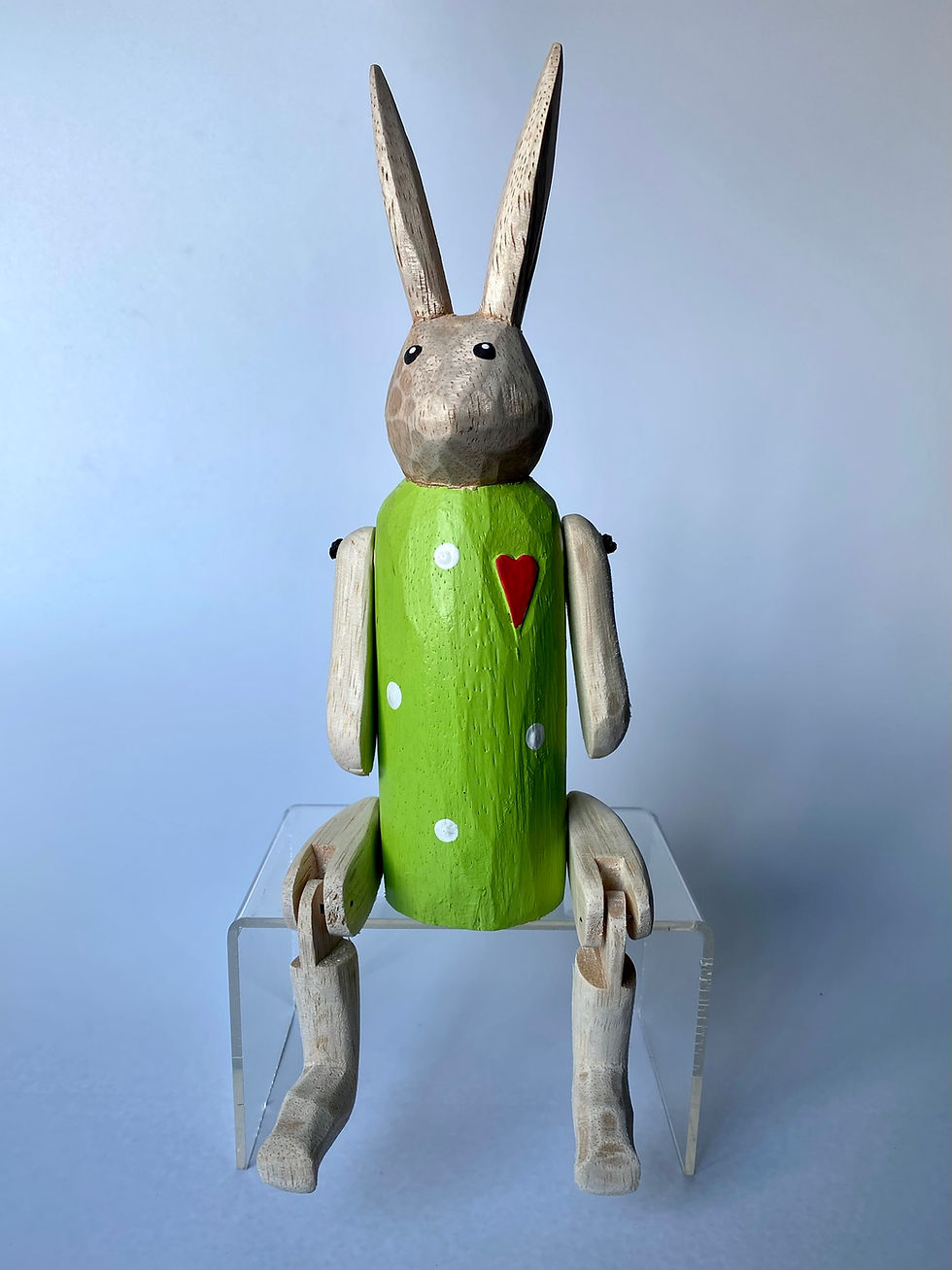 Thumbnail: Lime Green Handmade Sitting Wooden Rabbit