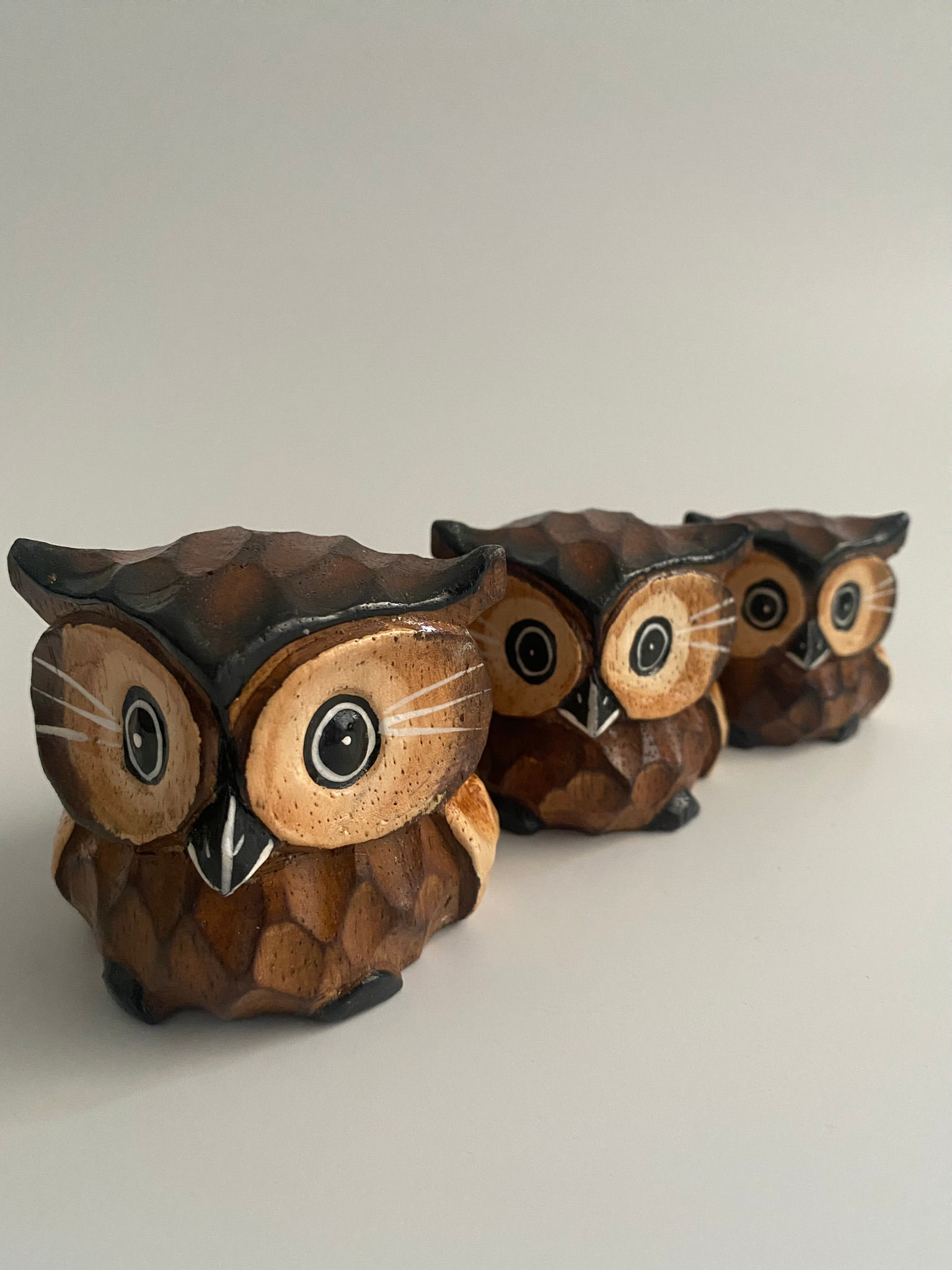 Set of Three - Sitting Owls