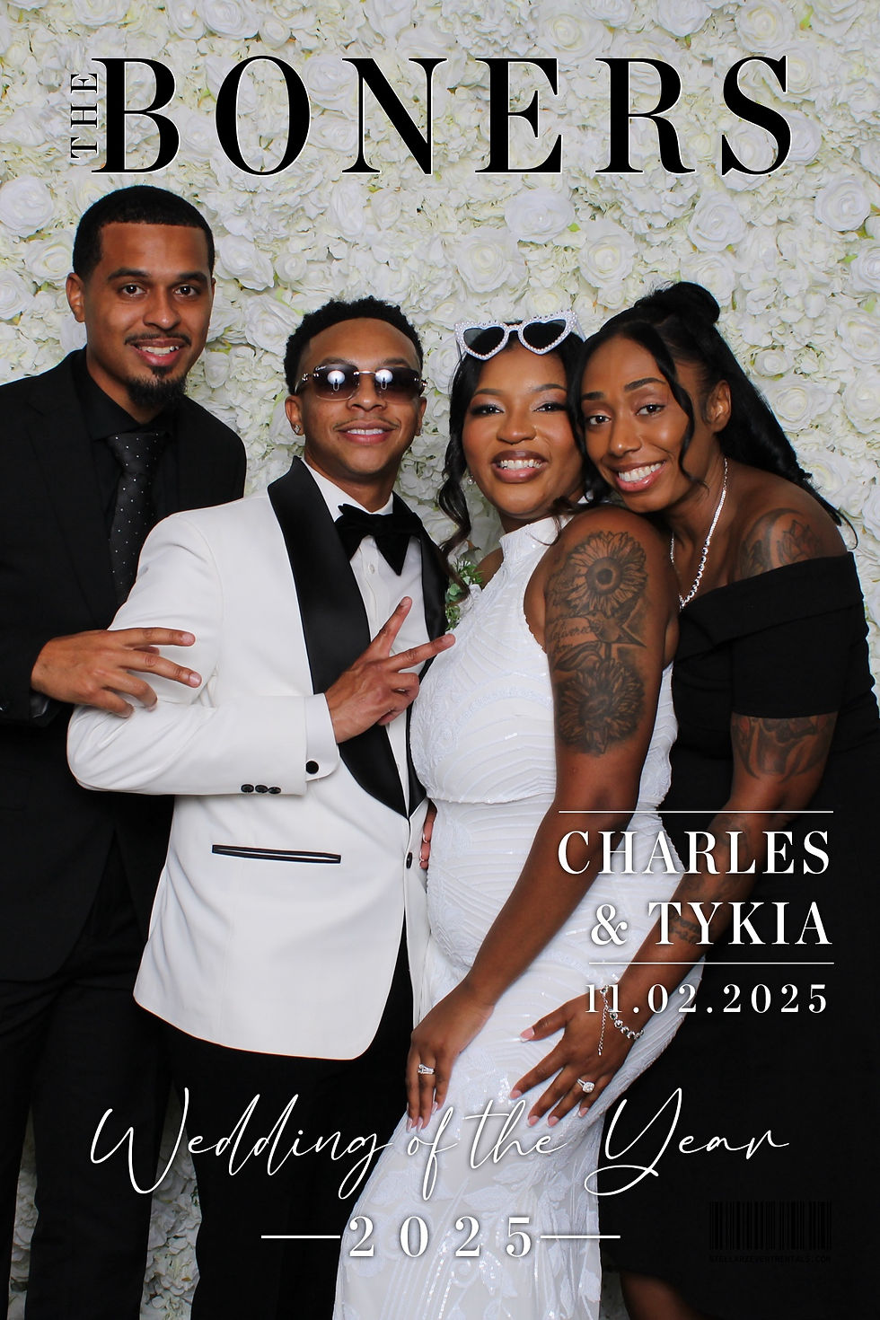 Guests at wedding on Magazine Cover photo booth