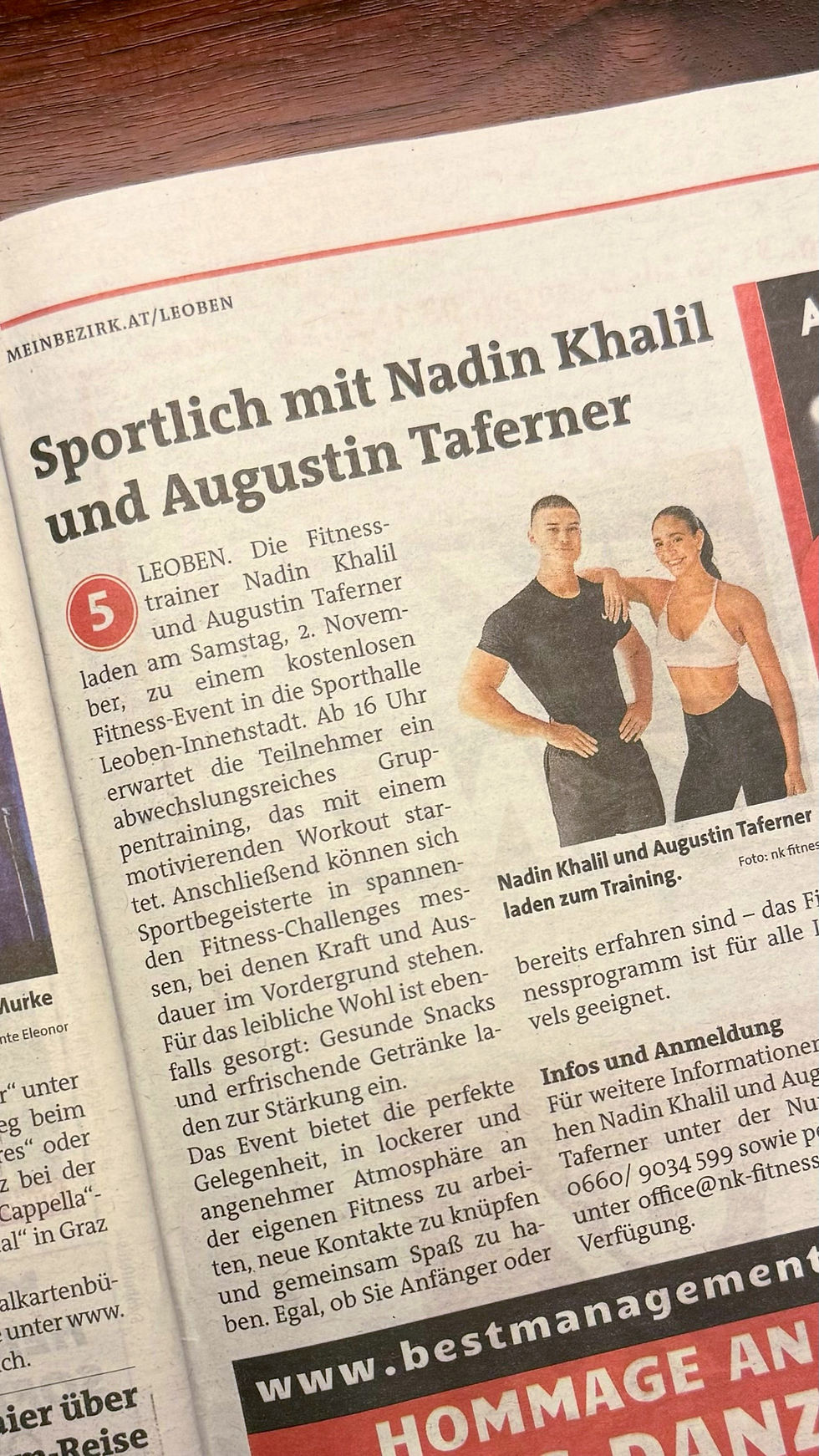 Fitness-Event in Leoben wurde von der Zeitung Mein Bezirk als Top-Tipp der Woche ausgezeichnet.