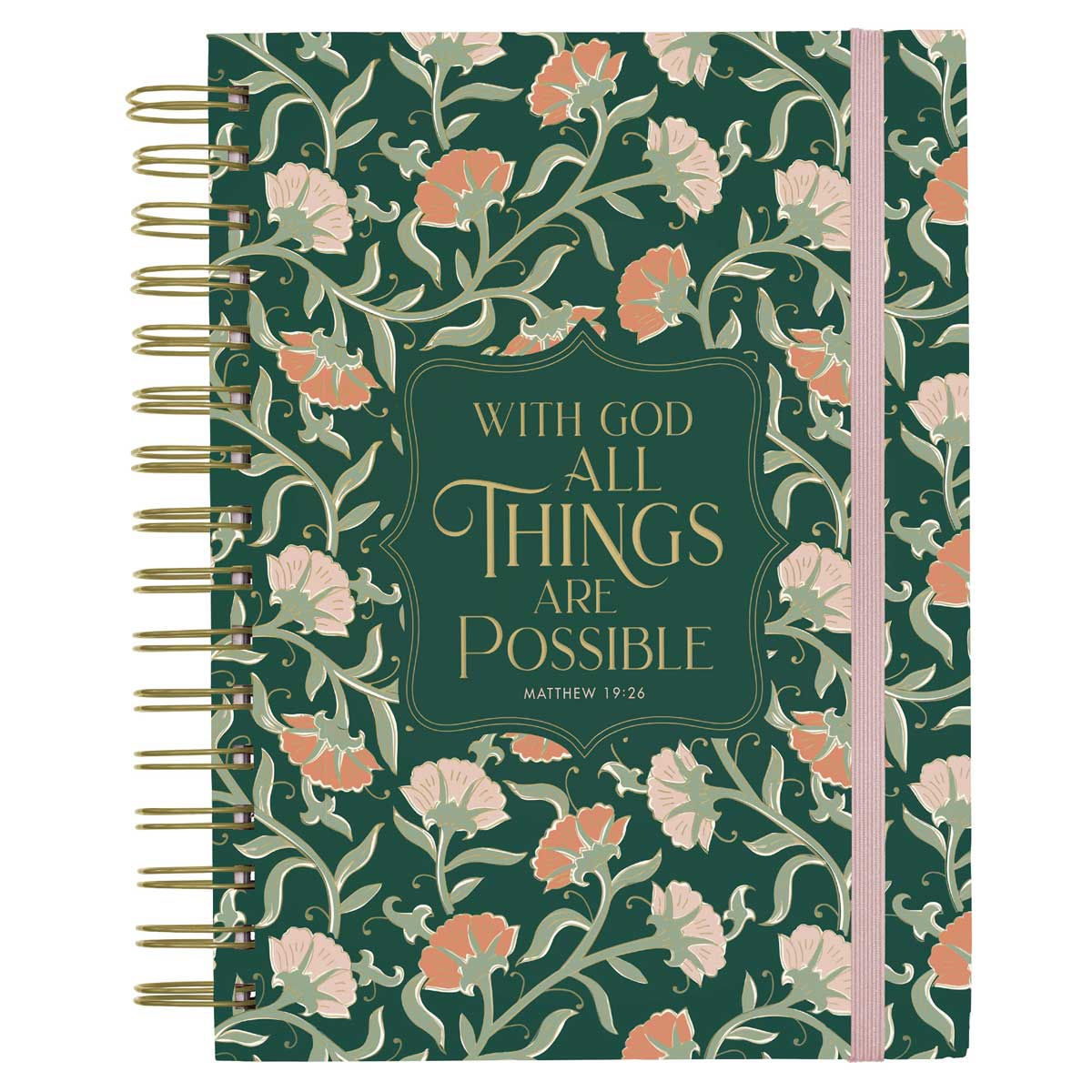 With God All Things are Possible Green Chunky Hardcover Wirebound Journal
