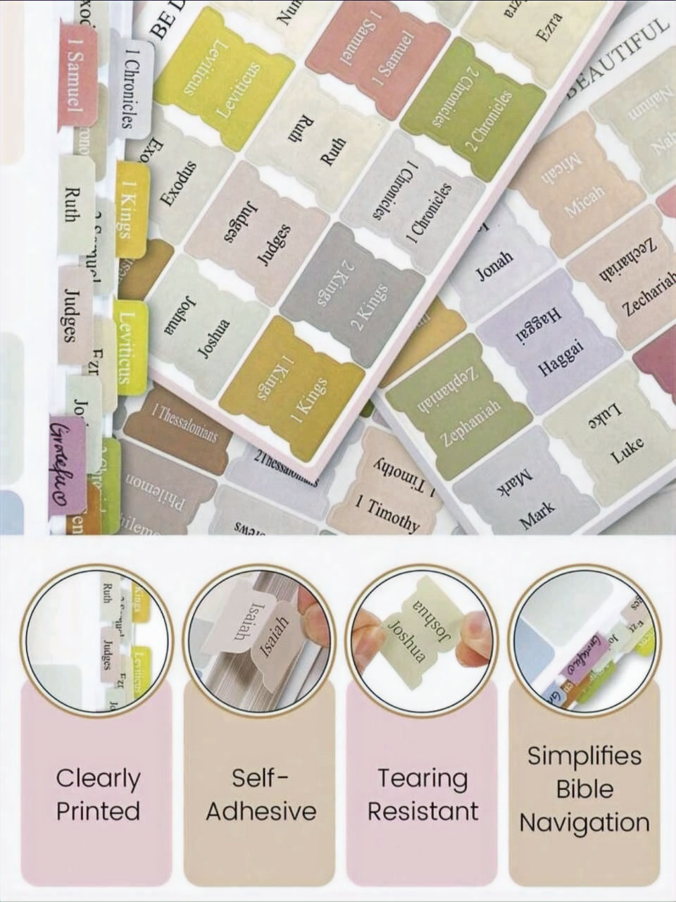 Thumbnail: Bible Tabs, Sticky Index tabs 75pcs