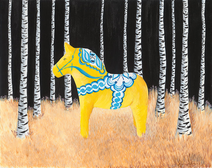 Giclee Print- Dala Horse at Night
