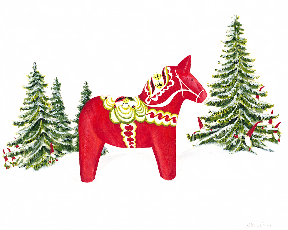 Thumbnail: Greeting Card- Dala Horse-Christmas
