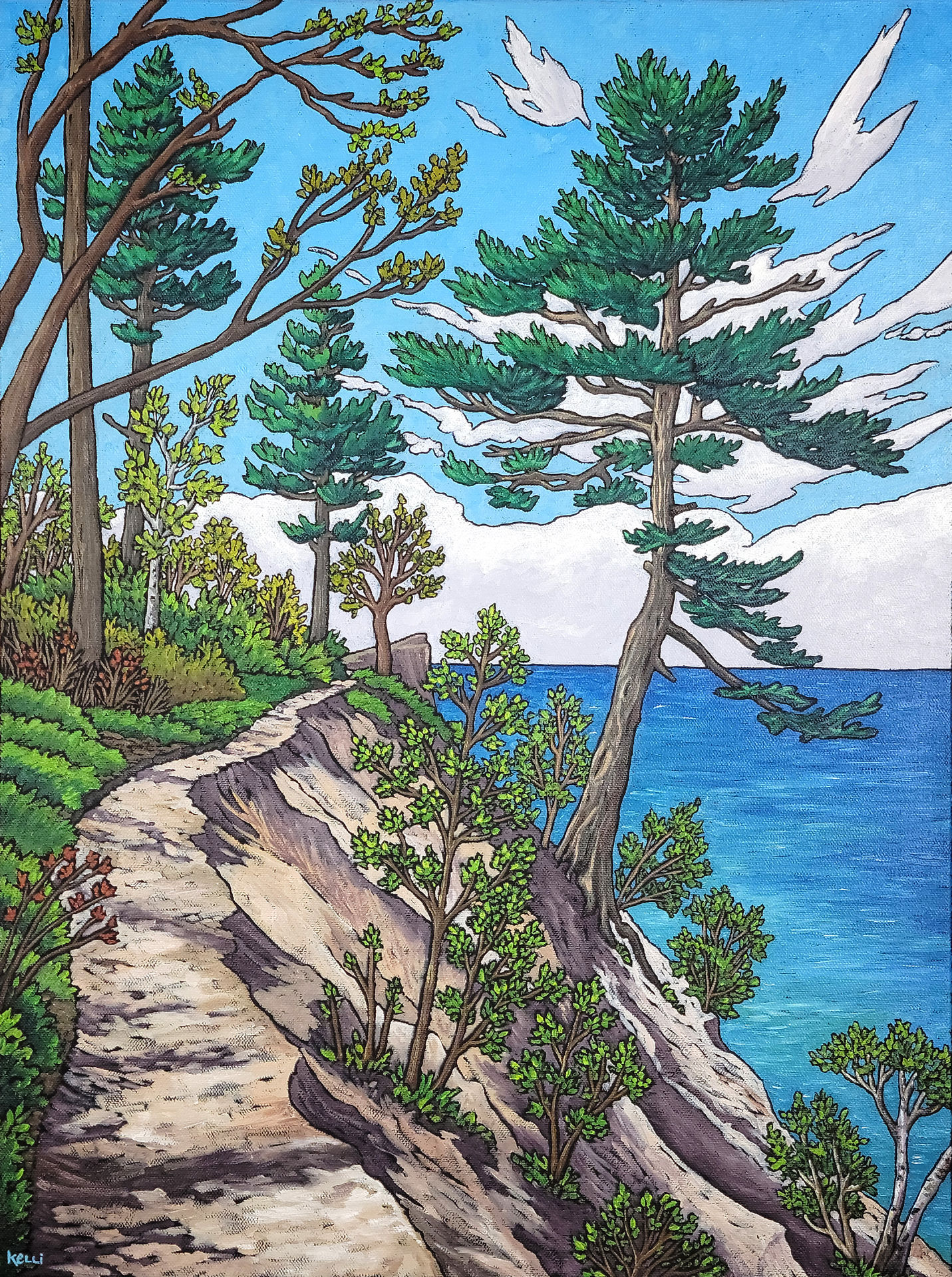 North Country Trail Through Pictured Rocks Natl. Lakeshore" original oil pain