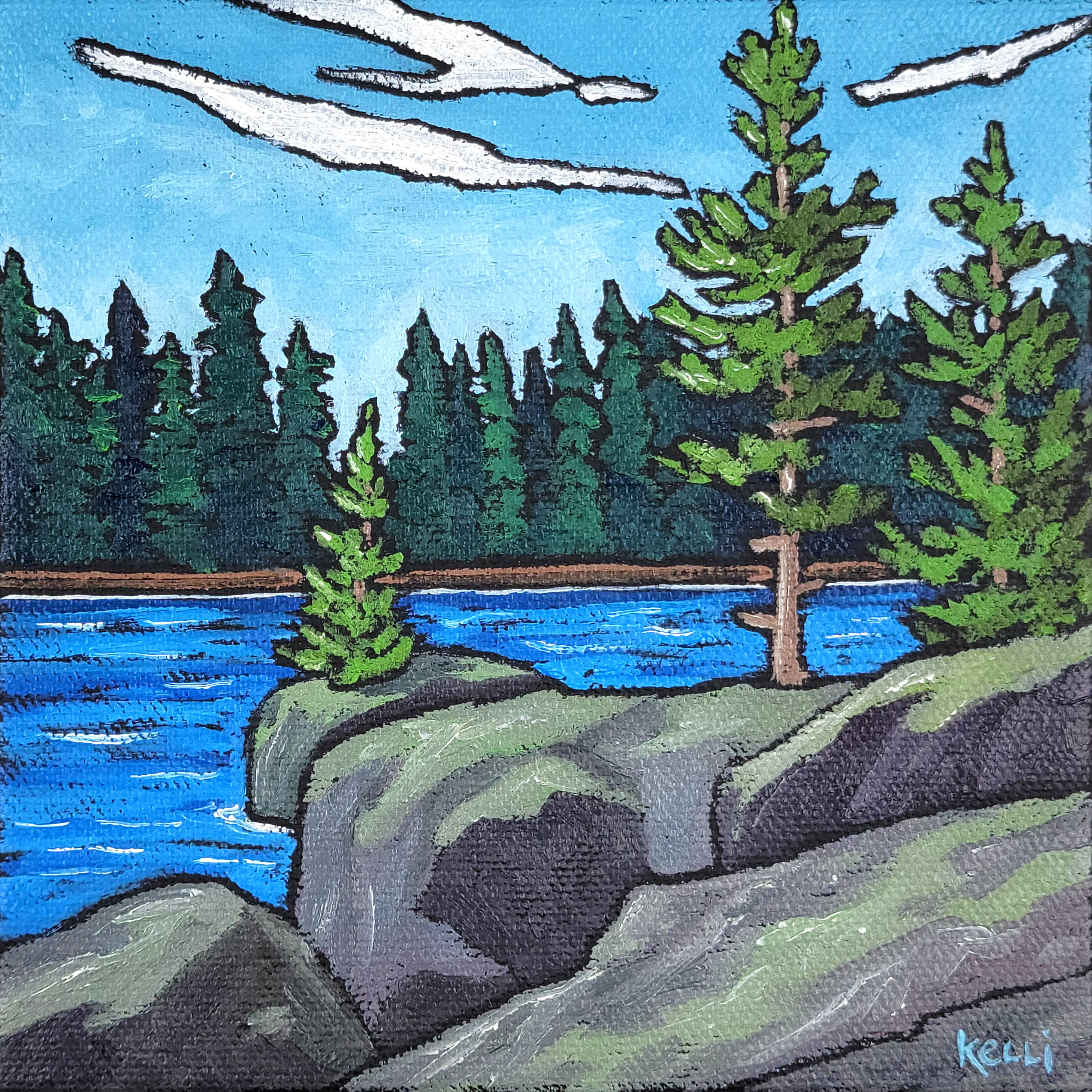 "Square Landscape #586" original oil painting