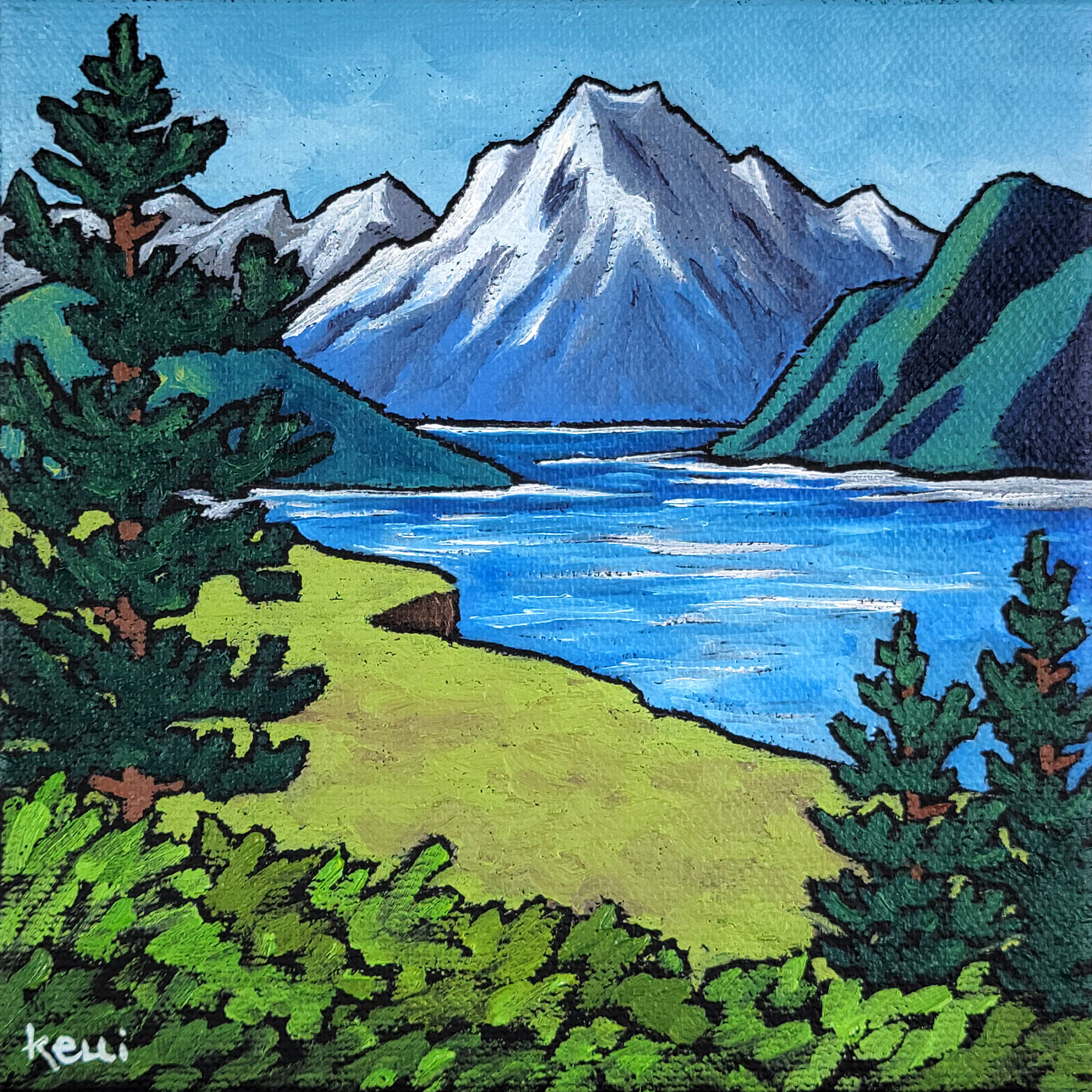 "Square Landscape #587" original oil painting