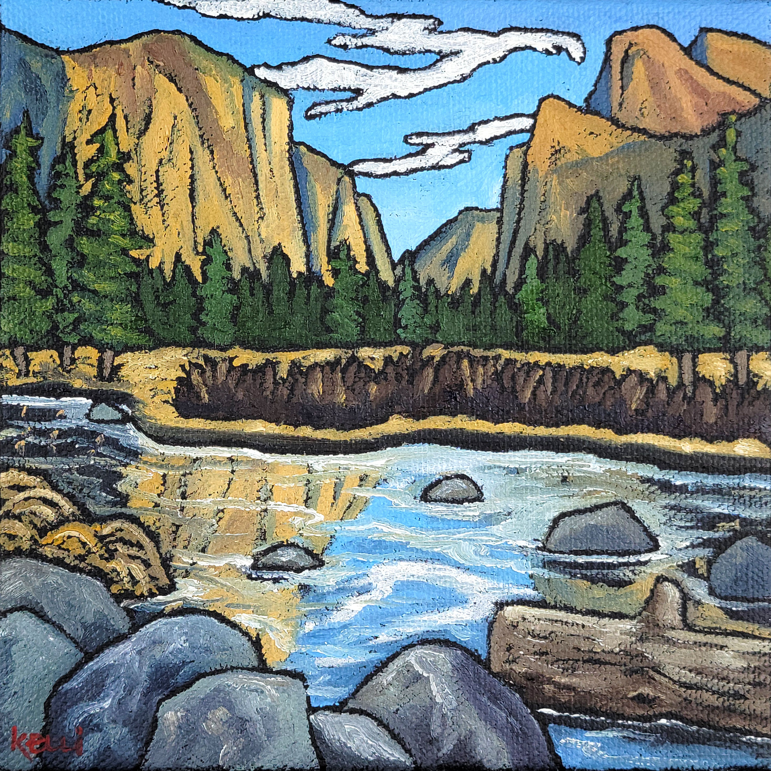 "Square Landscape #560" original oil painting