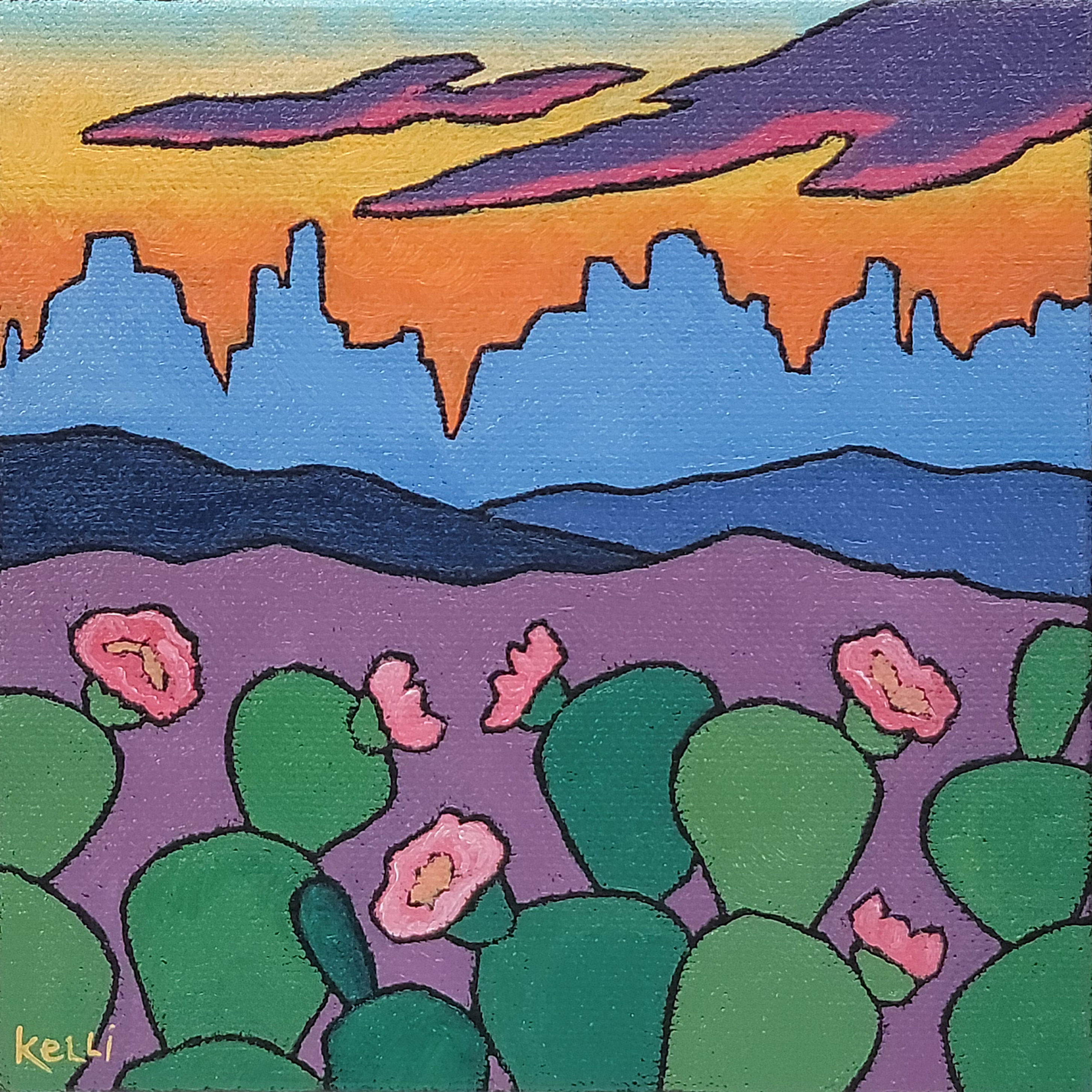 "Square Landscape #373" original oil painting