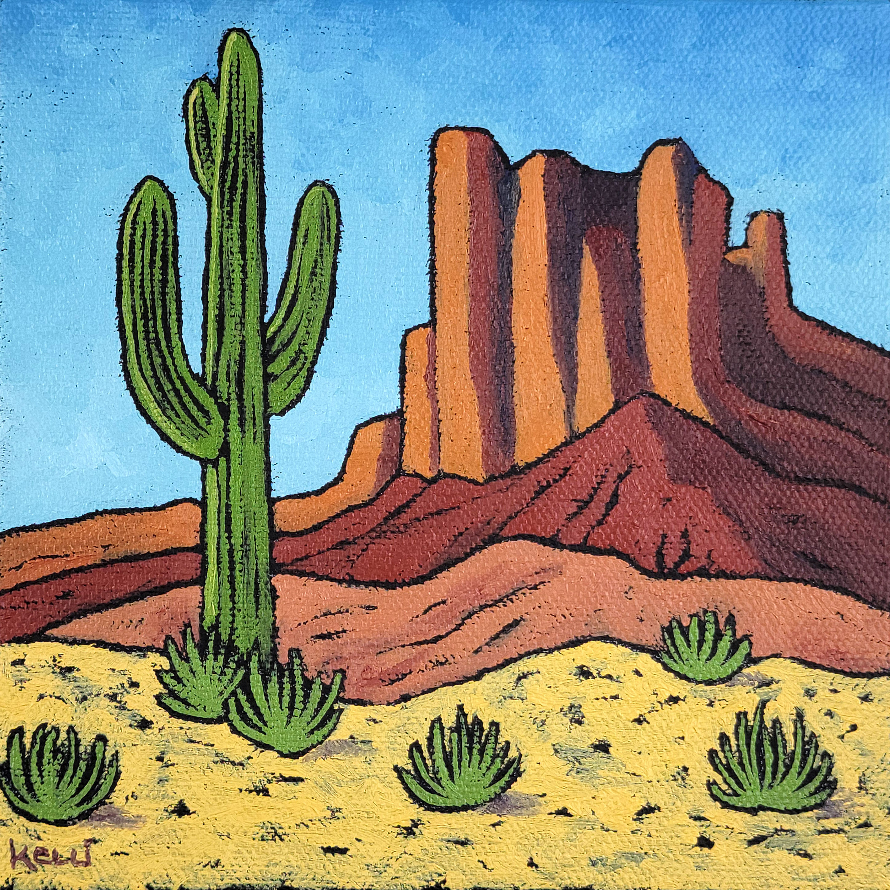 "Square Landscape #598" original oil painting