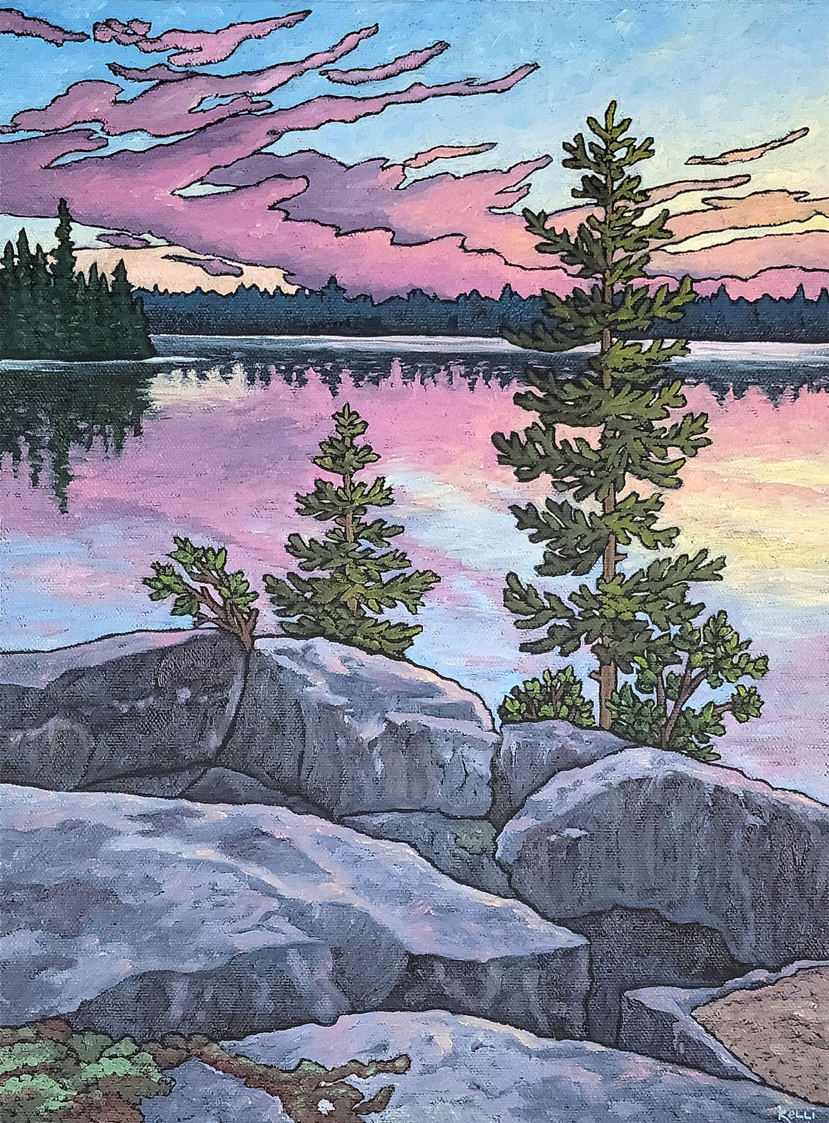 Art Card: Pink Sky in the Boundary Waters
