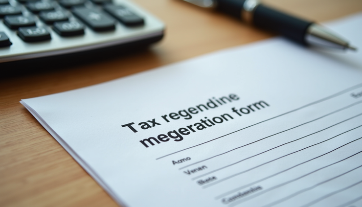 Eye-level view of a UK tax registration form on a wooden desk