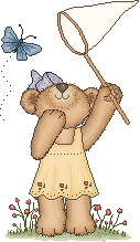 teddybear catching butterfly with net