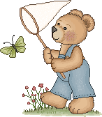 teddybear catching butterfly with net