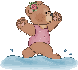 teddybear playing in the ocean