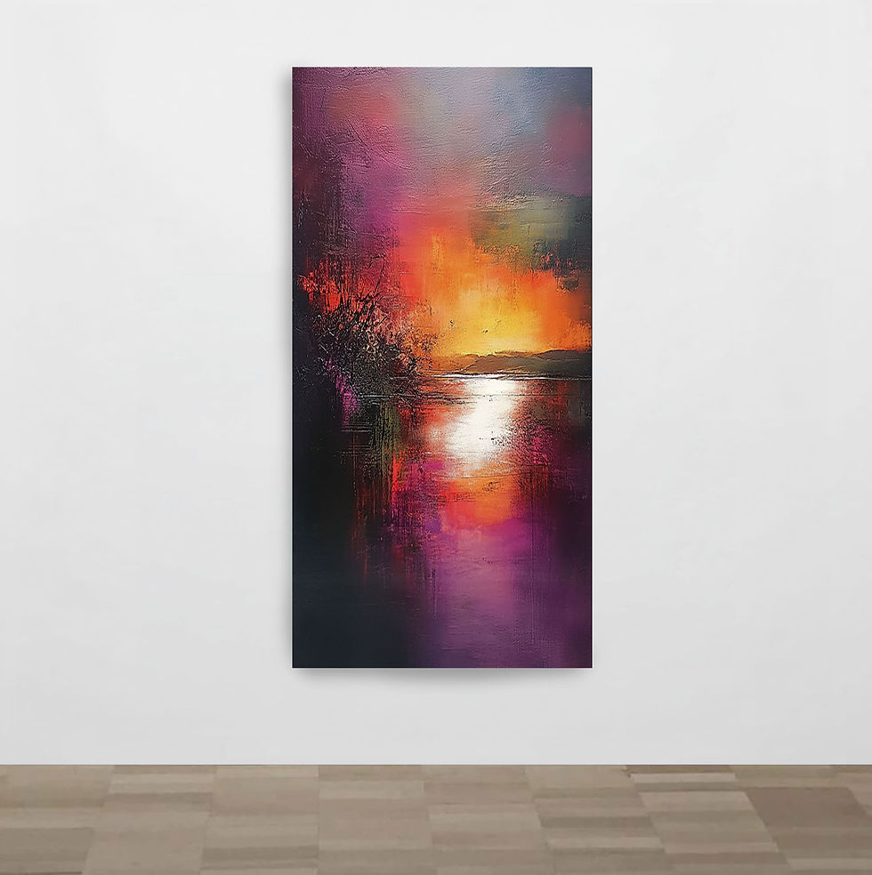 Thumbnail: Sunset in Autumn canvas art viewed from a side angle, revealing warm autumn tones and gentle atmosphere