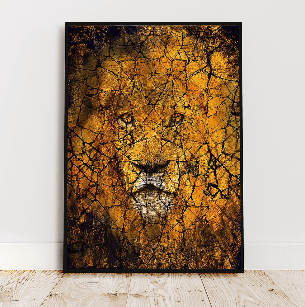 Thumbnail: Lion Pride artwork showing a powerful lion’s face in rich gold tones, expressing strength and determination
