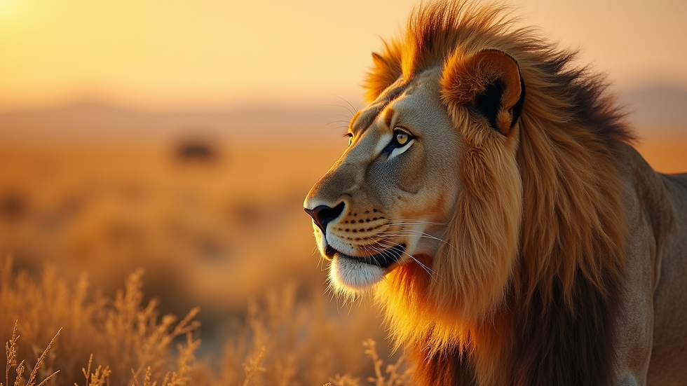 Close-up view of a detailed lion pride painting with warm earth tones