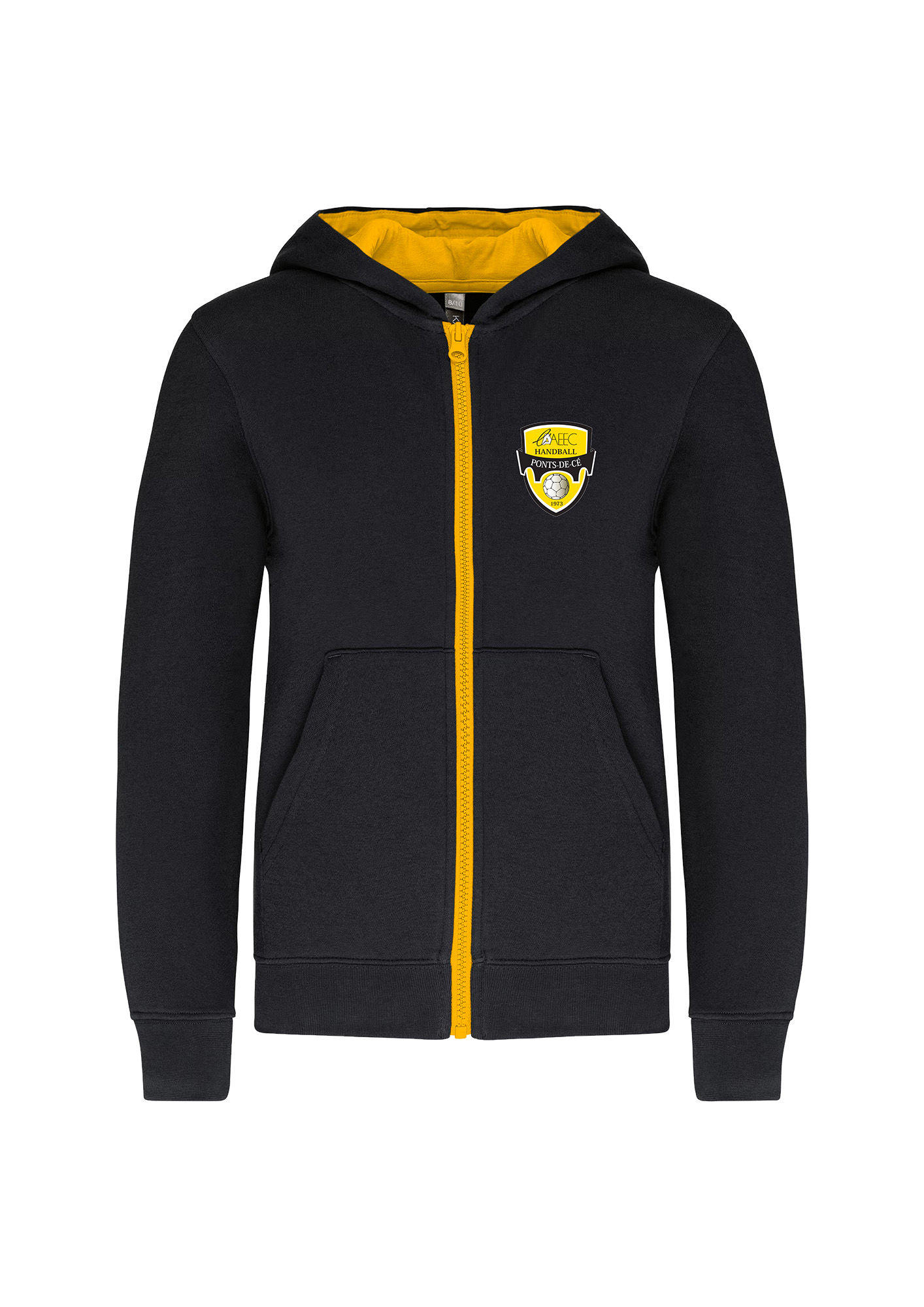 SWEAT ZIP CAPUCHE NOIR JAUNE Kids