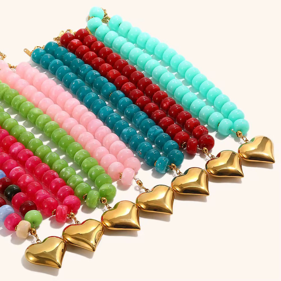 Thumbnail: Oversized Puffy Heart beaded necklace 