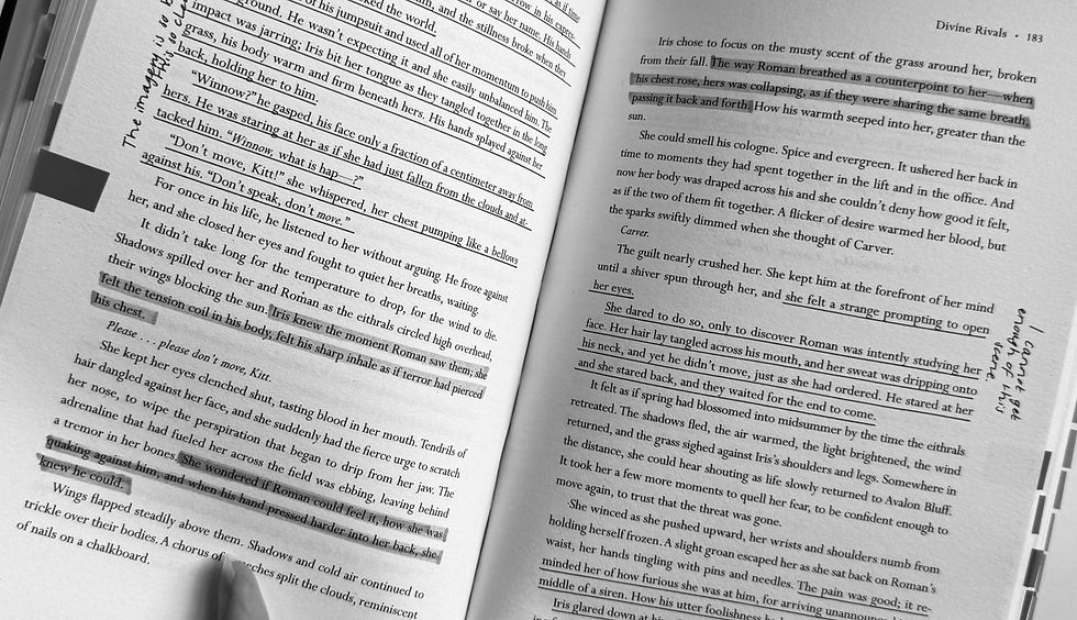 Renee Ella's, mindset and writing coach, personal annotations of a creative fiction book