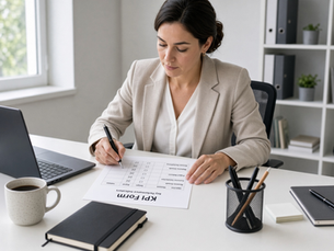 Woman filling out a KPI form
