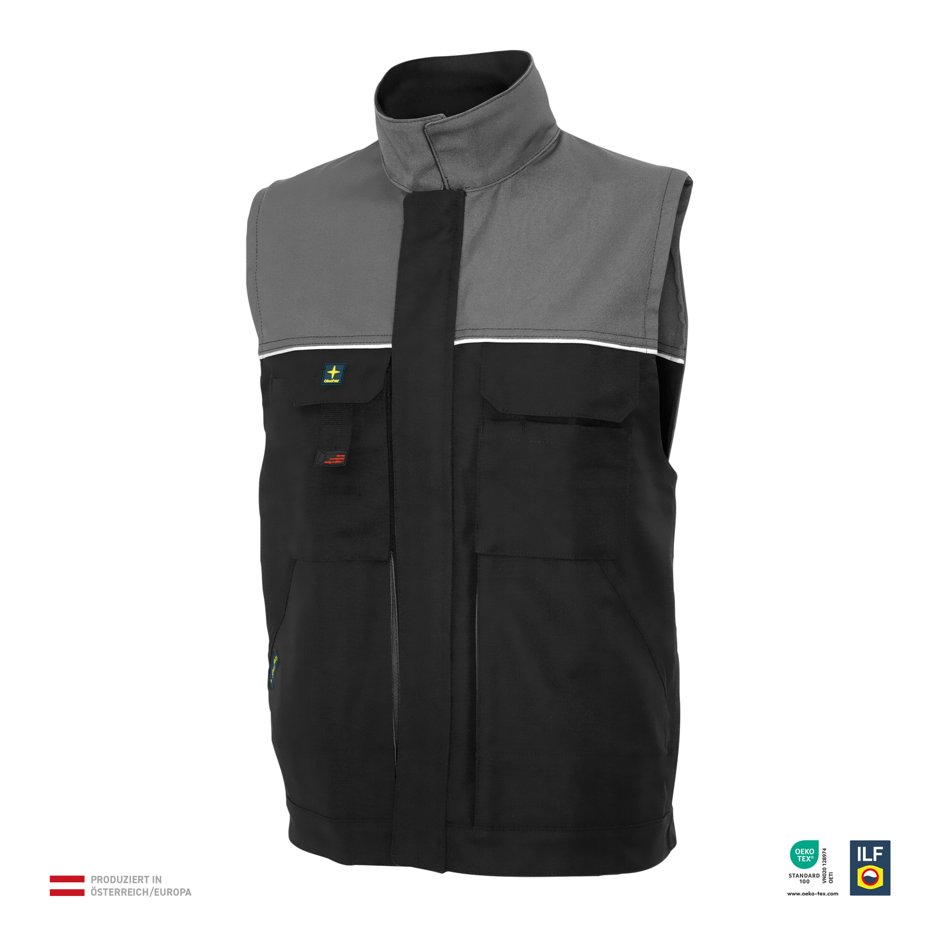 GI23 Weste schwarz/grau "automotive_line" Vorderseite