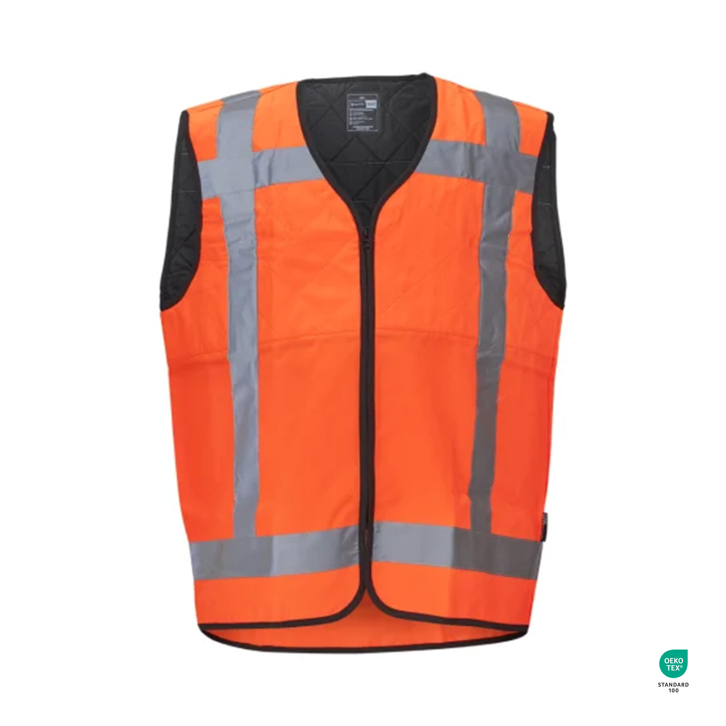HiVis Zipper Kühlweste orange "innovative_kühlprodukte" Vorderseite