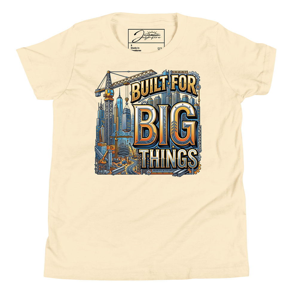Thumbnail: "Built For Big Things" Unisex Youth Short Sleeve Graphic T-Shirt