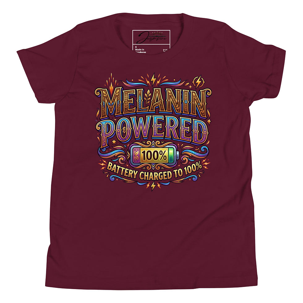 Miniatura: "Melanin Powered" Unisex Youth Short Sleeve Graphic T-Shirt
